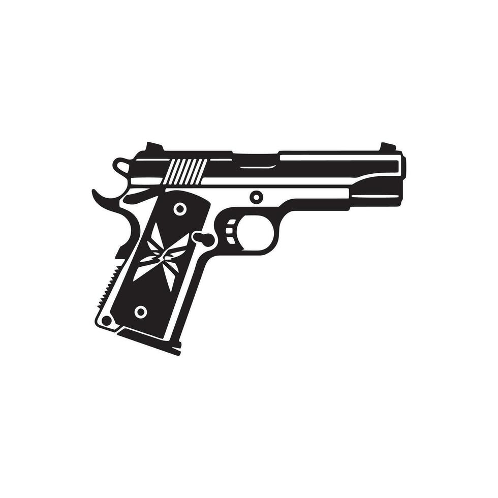 logotipo do pistola ícone vetor silhueta isolado arma de fogo conceito