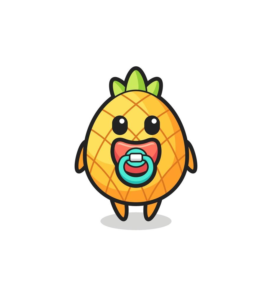 personagem de desenho animado bebê abacaxi com chupeta vetor