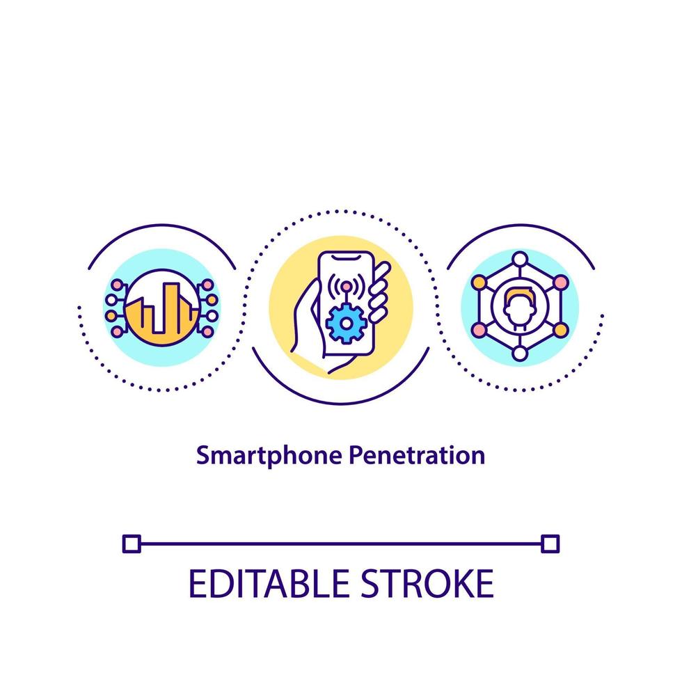 ícone do conceito de penetração de smartphone vetor