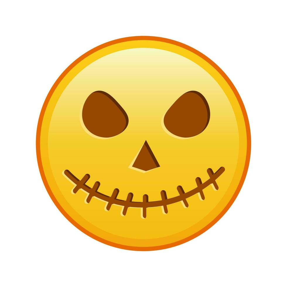 assustador dia das Bruxas face ampla Tamanho do amarelo emoji sorrir vetor