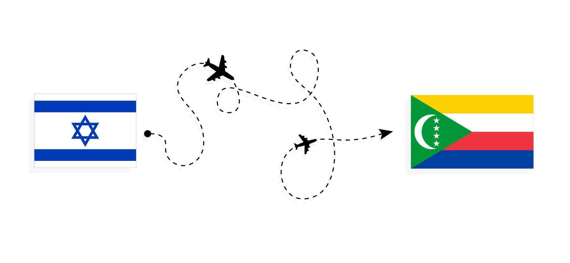 voar e viagem a partir de Israel para Comores de passageiro avião viagem conceito vetor