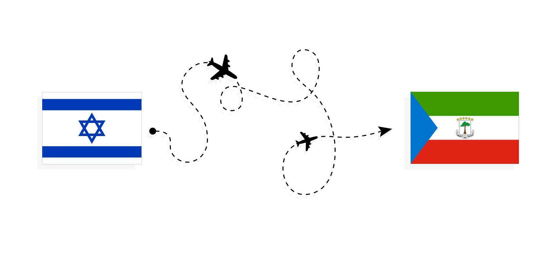 voar e viagem a partir de Israel para equatorial Guiné de passageiro avião viagem conceito vetor