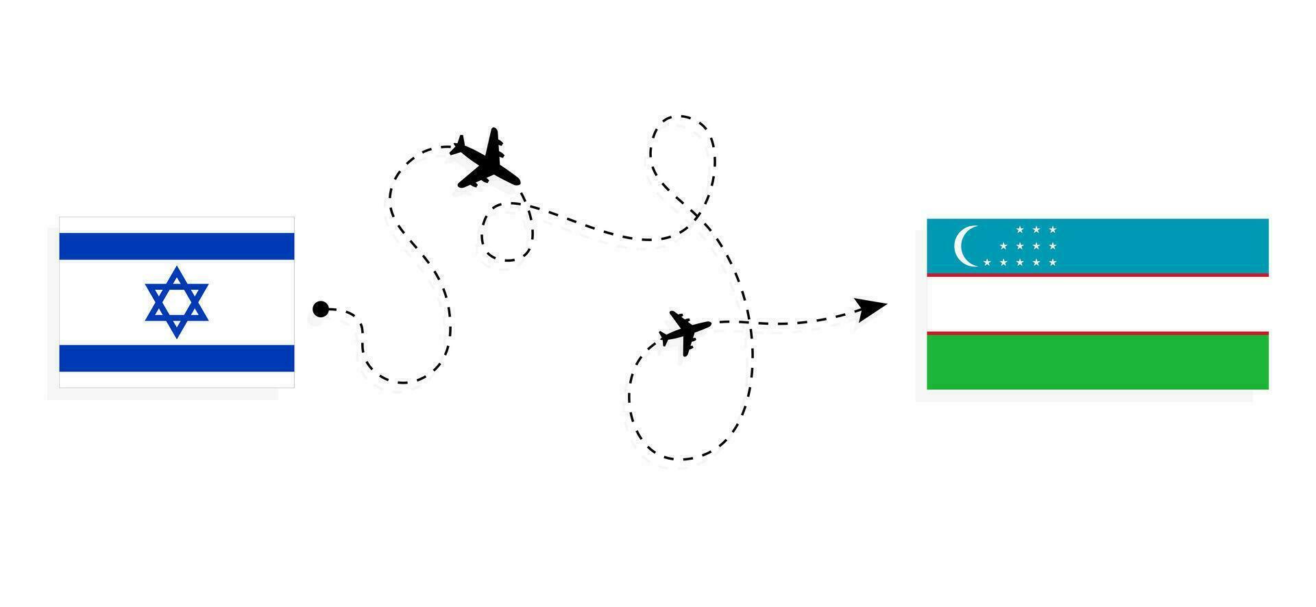 voar e viagem a partir de Israel para uzbequistão de passageiro avião viagem conceito vetor