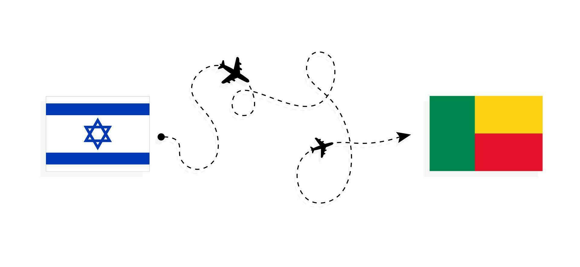 voar e viagem a partir de Israel para benin de passageiro avião viagem conceito vetor