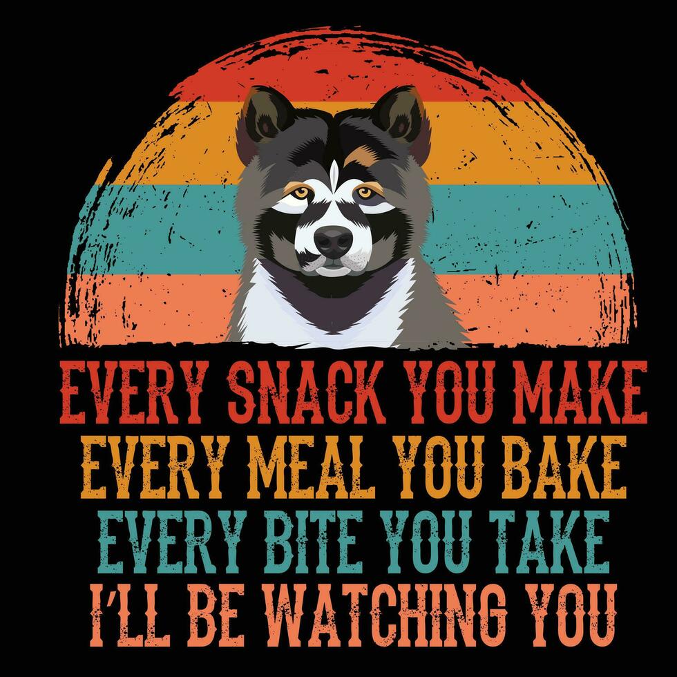 cada lanche você fazer, doente estar assistindo você akita inu cachorro vetor ilustrações para gráfico projeto, camiseta impressões, cartazes, e canecas.