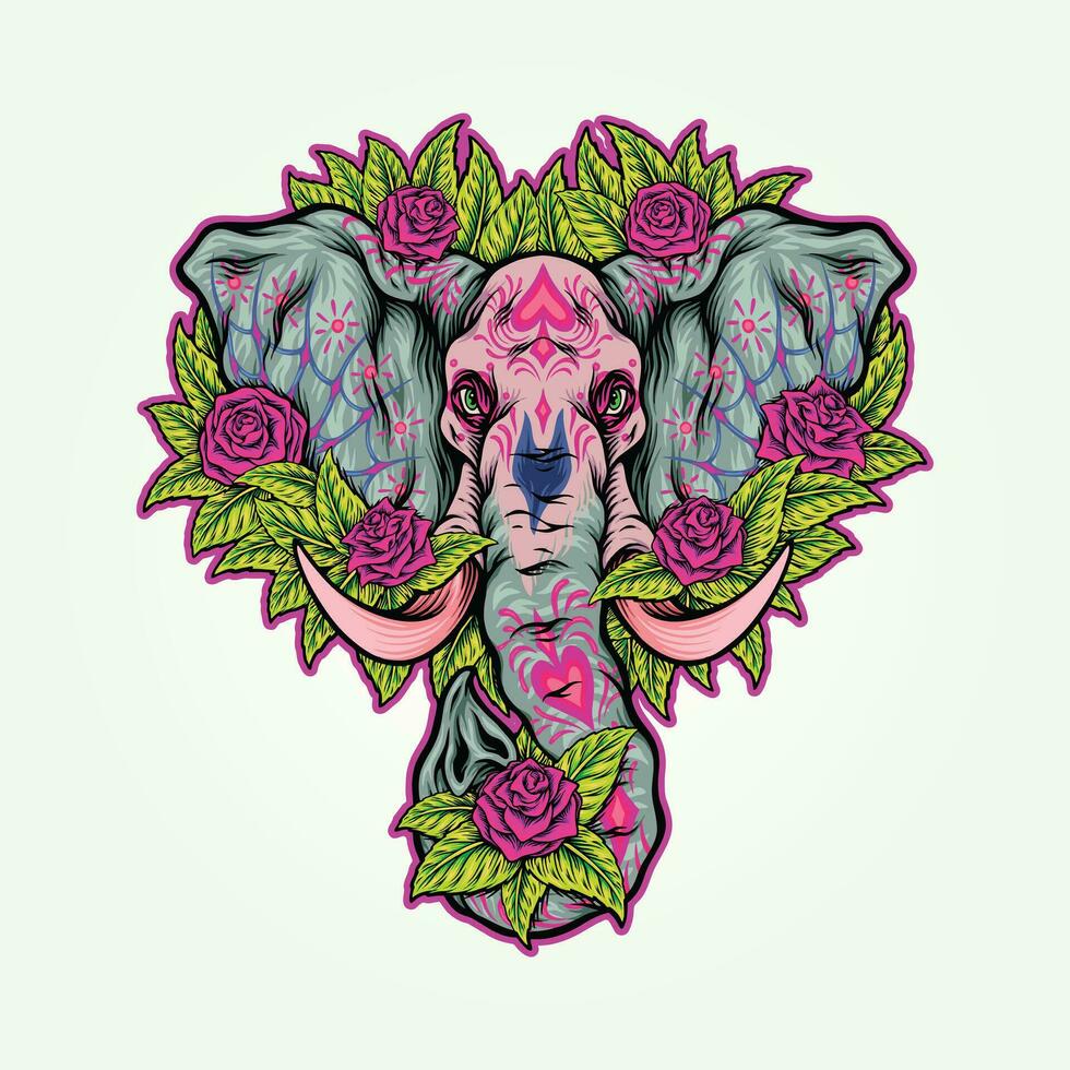 elefante floral açúcar crânio vetor ilustrações para seu trabalhos logotipo, mercadoria camiseta, adesivos e rótulo desenhos, poster, cumprimento cartões publicidade o negócio companhia ou marcas.