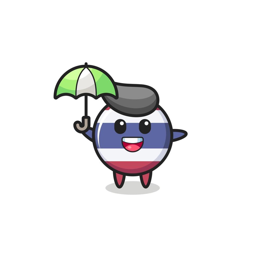 ilustração fofa do emblema da bandeira da Tailândia segurando um guarda-chuva vetor