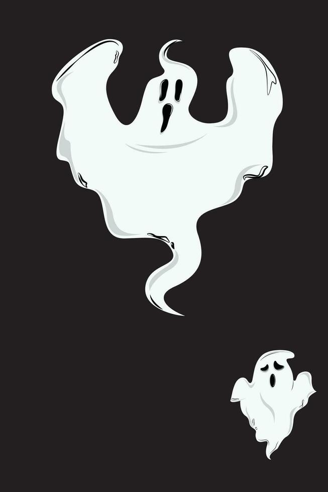 dois dia das Bruxas fantasmas. assustador branco fantasma, fantasma ou espírito monstro com assustador face. vôo fantasma Horror feriado vetor