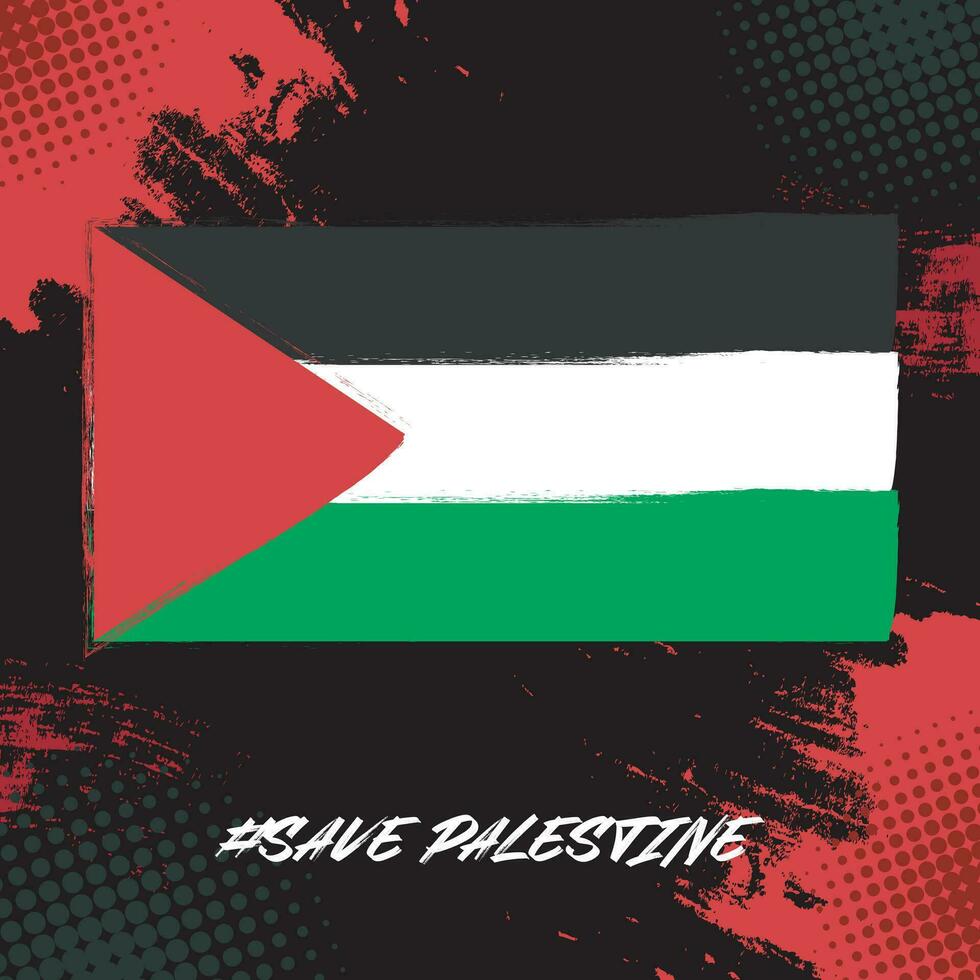 Palestina bandeira com grunge acidente vascular encefálico escova fundo vetor