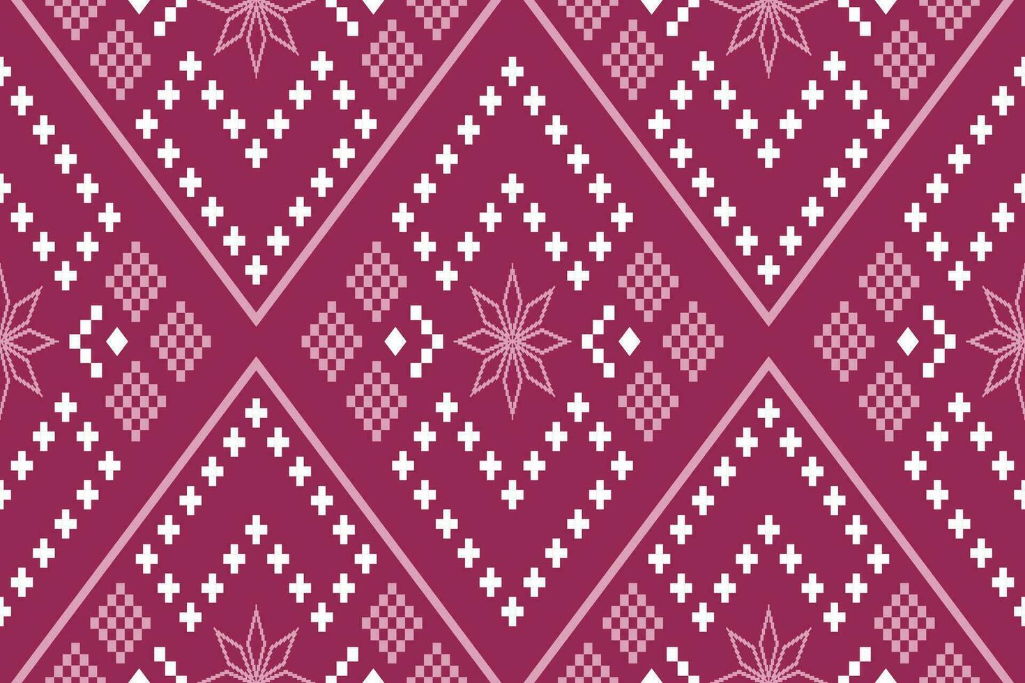 Rosa Cruz ponto colorida geométrico tradicional étnico padronizar ikat desatado padronizar fronteira abstrato Projeto para tecido impressão pano vestir tapete cortinas e sarongue asteca africano indiano indonésio vetor