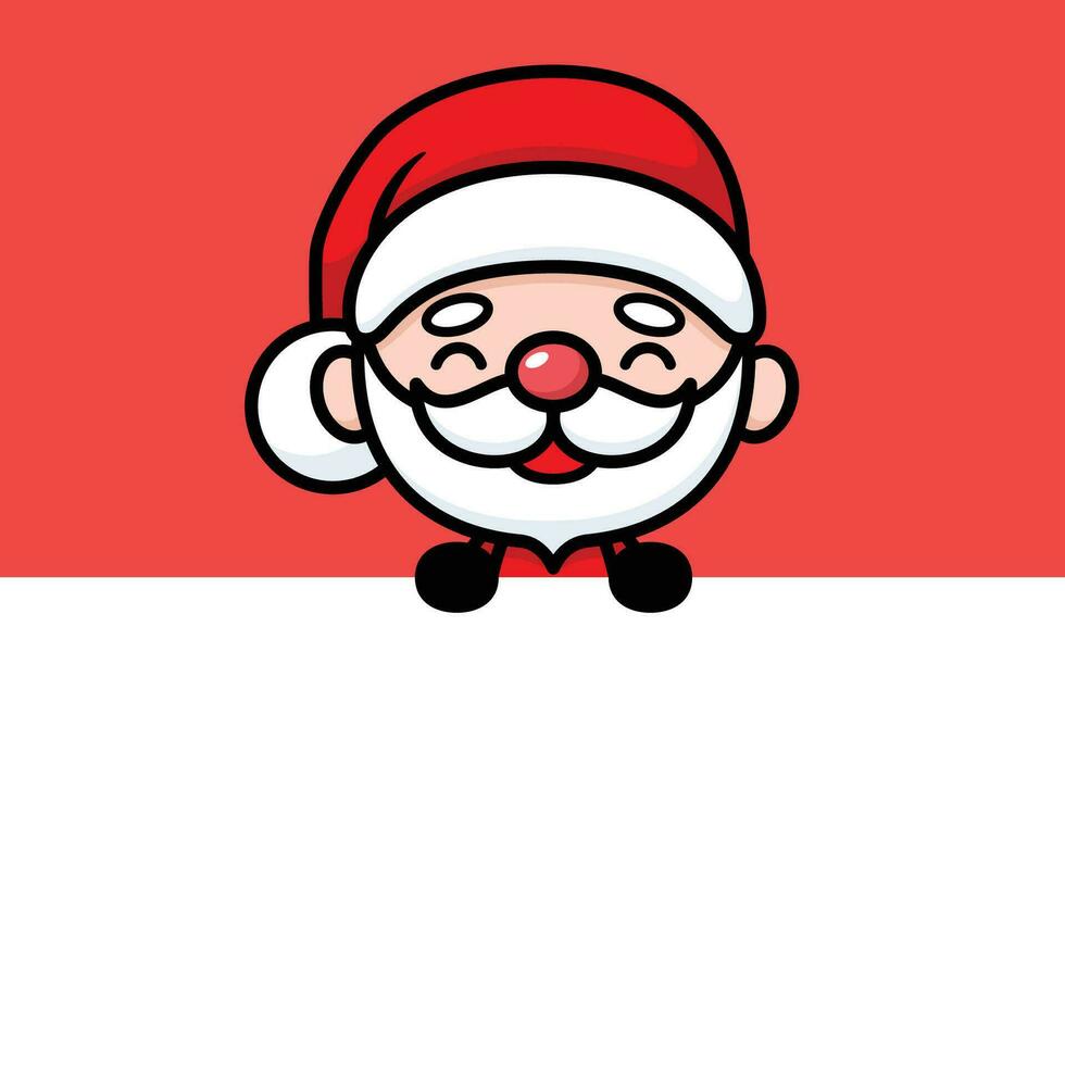 fofa e kawaii Natal santa claus desenho animado personagem em uma parede vetor