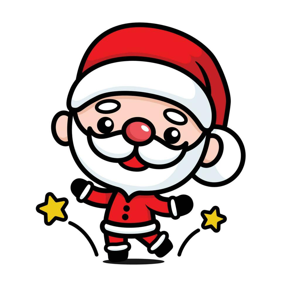 fofa e kawaii Natal santa claus desenho animado personagem dançando vetor