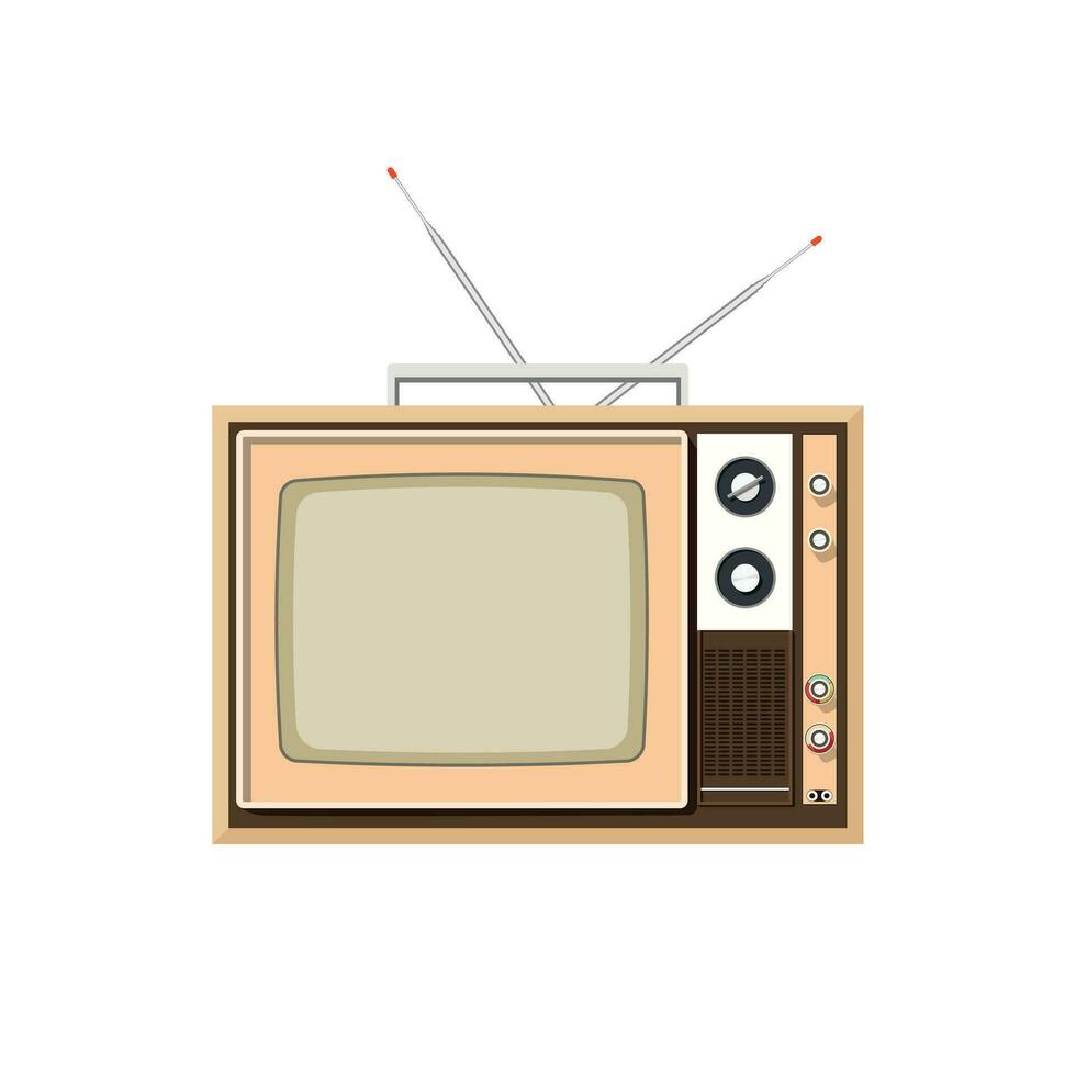 vintage televisão anos 80 ilustração plano vetor isolado em branco fundo. elemento para história do televisão conceito e mundo televisão dia