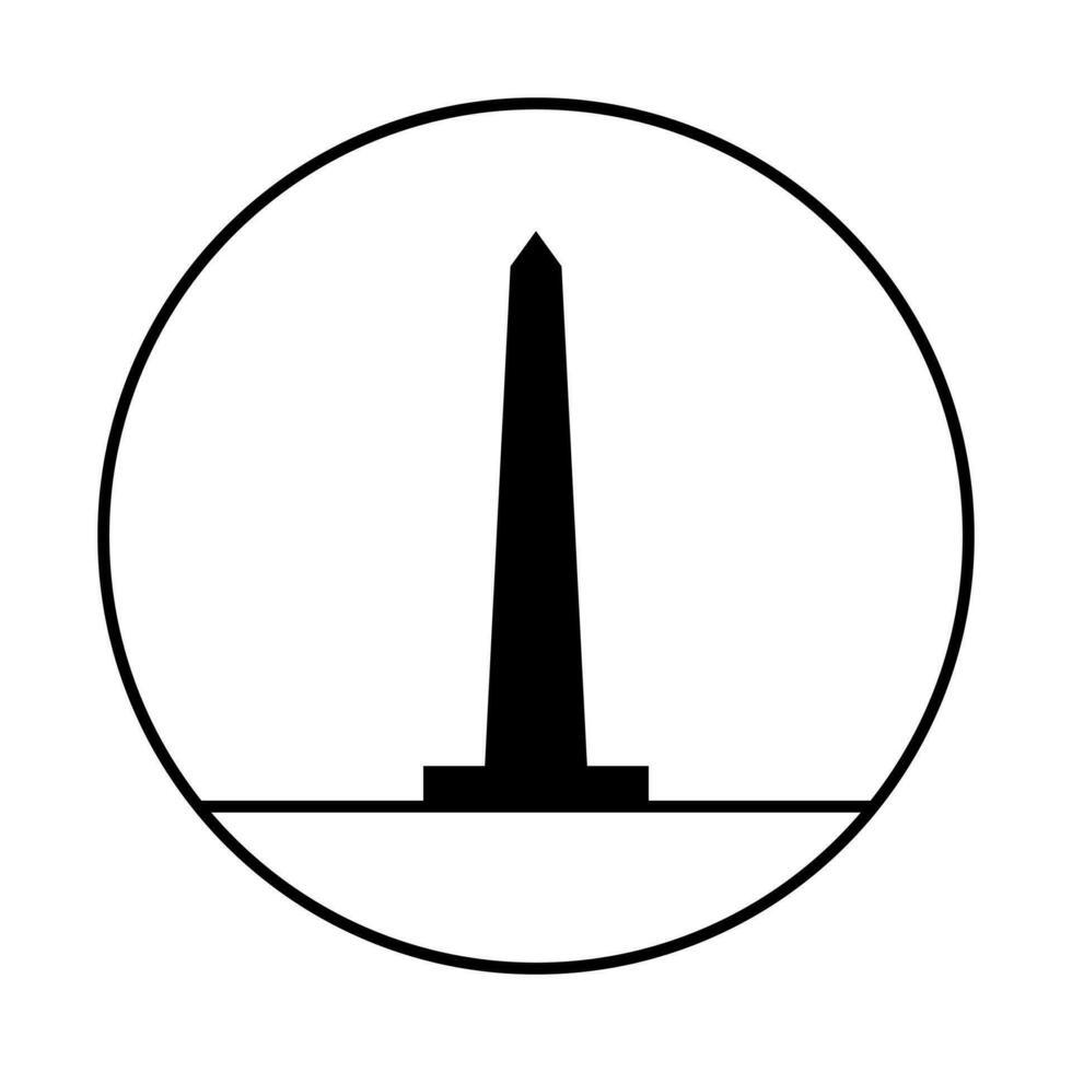 vetor do obelisco com glifo monumento esboço ícone dentro círculo vetor não pessoas. silhueta linha arte monumento Preto e branco.