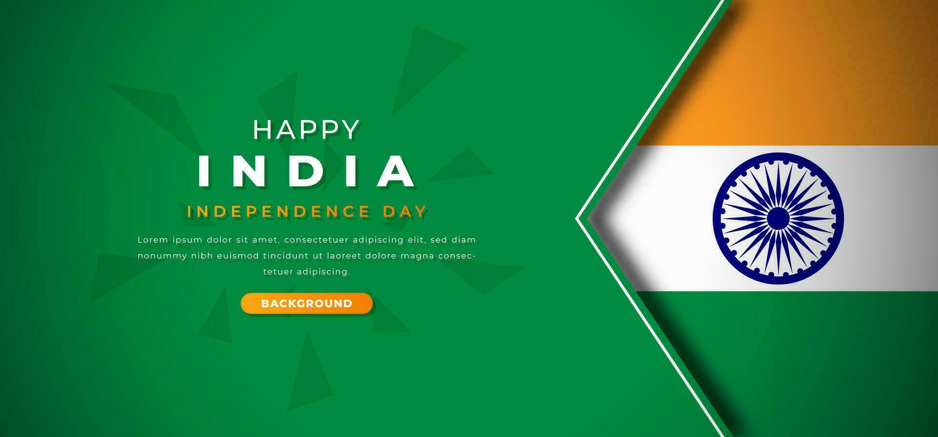feliz Índia independência dia Projeto papel cortar formas fundo ilustração para poster, bandeira, anúncio, cumprimento cartão vetor