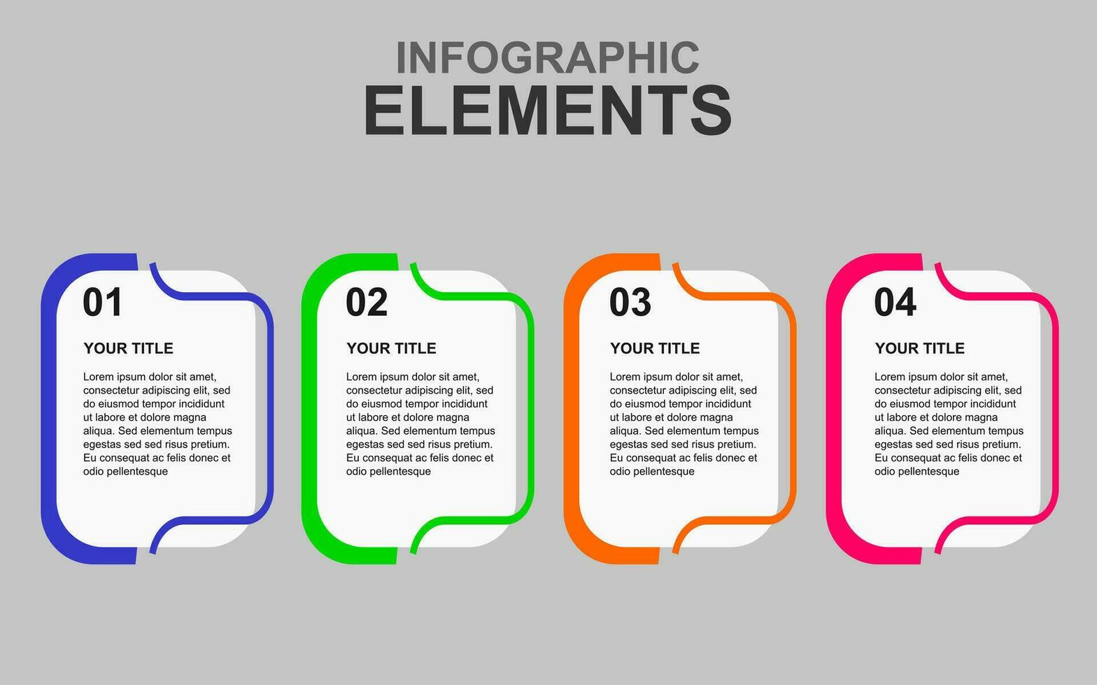 infográfico modelo com 4 colorida passos para apresentações, o negócio e cartazes. vetor