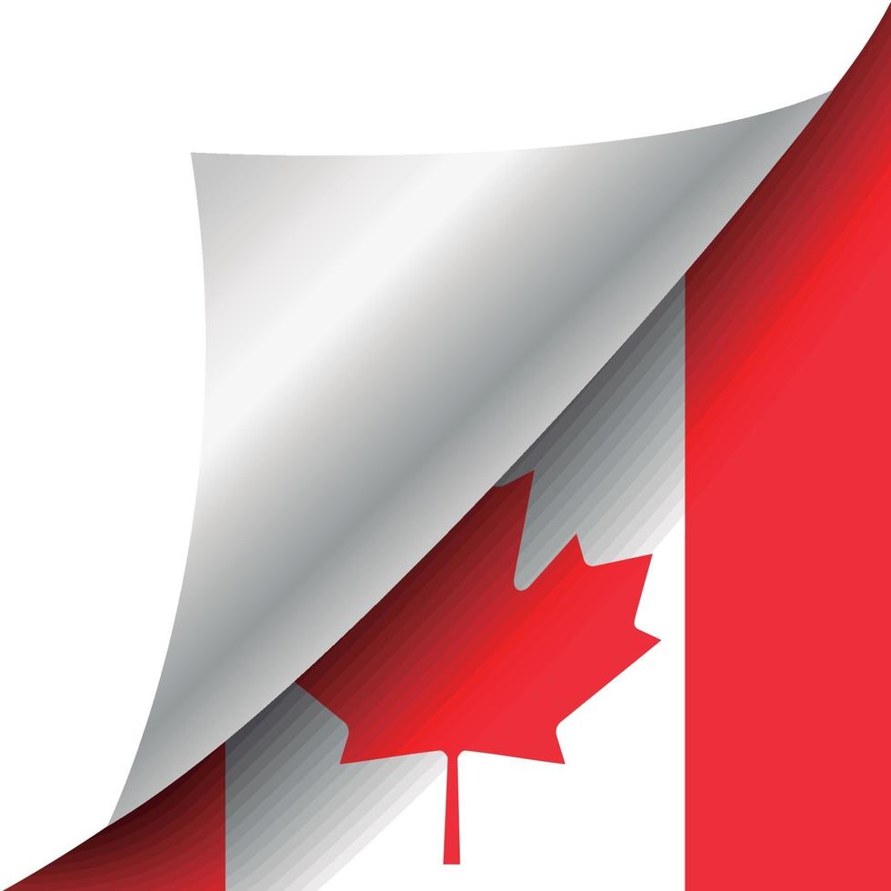 bandeira do canadá com canto enrolado vetor