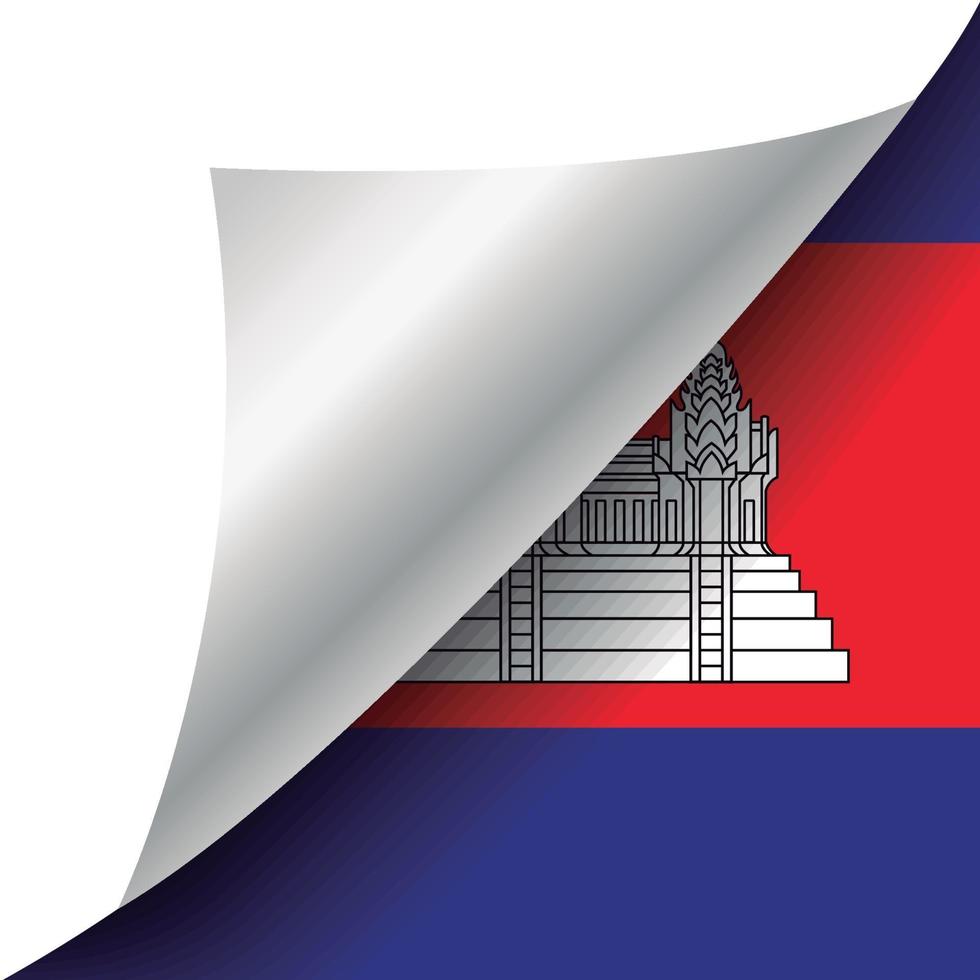 bandeira do camboja com canto enrolado vetor