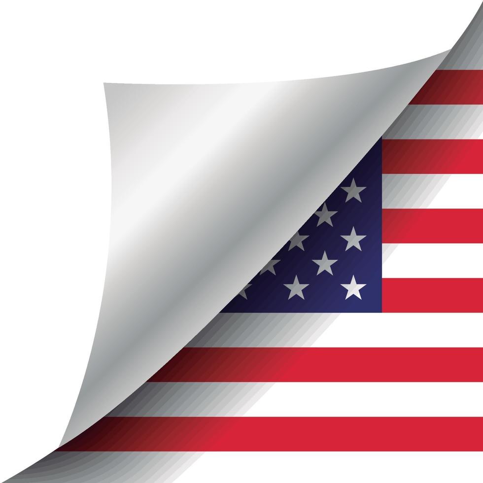 bandeira dos estados unidos com canto enrolado vetor