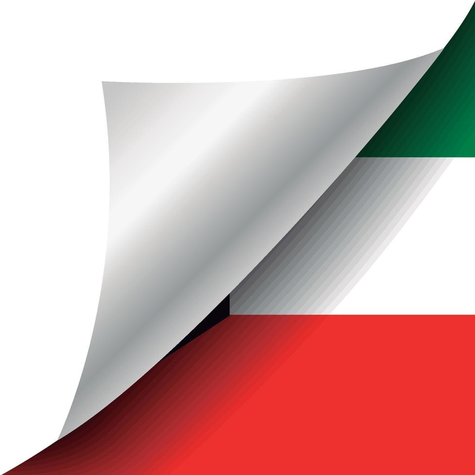 bandeira kuwait com canto enrolado vetor