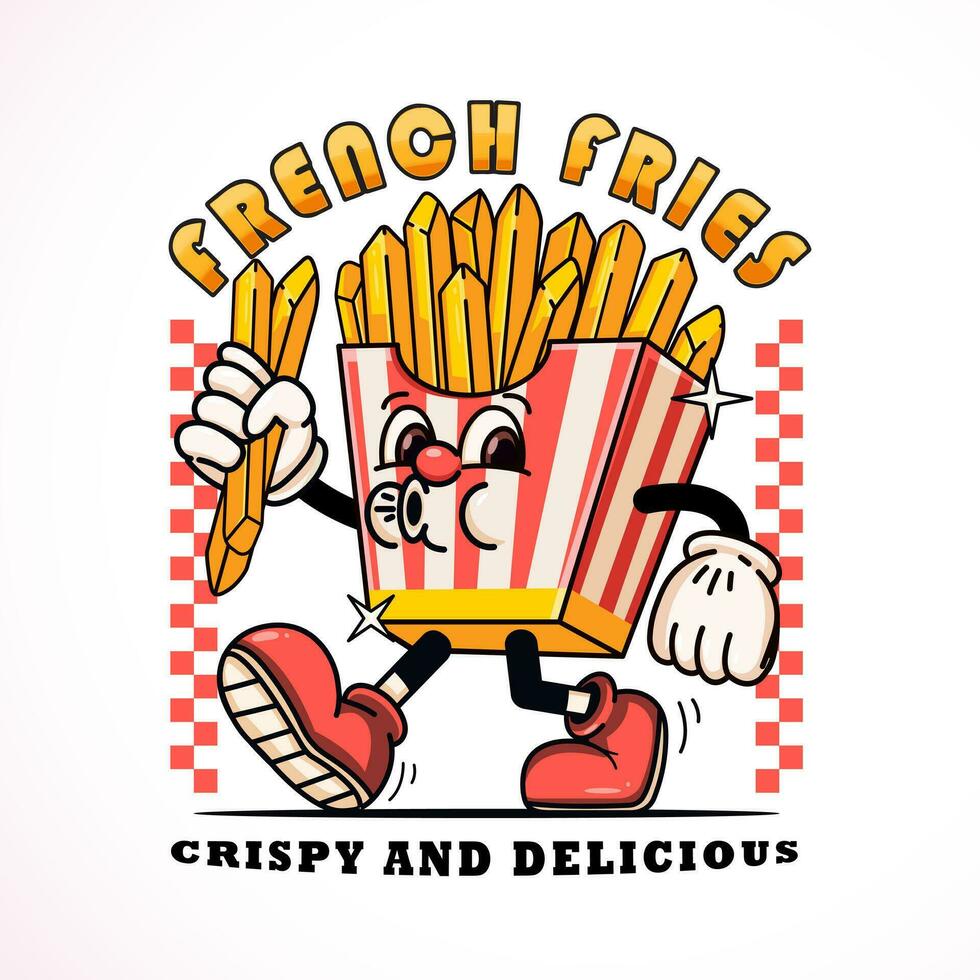 francês fritas, fofa fritas. adequado para logotipos, mascotes, Camisetas, adesivos e cartazes vetor