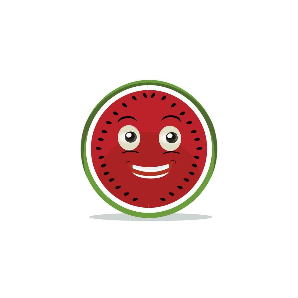 Melancia fatia personagem com engraçado face. feliz fofa desenho animado Melancia emoji definir. saudável vegetariano Comida personagem vetor ilustração