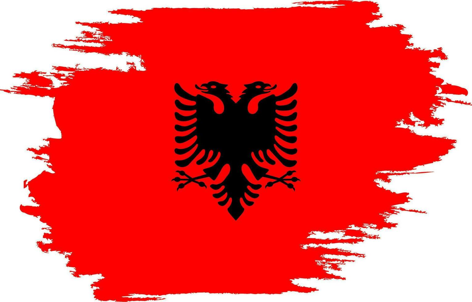 estragado bandeira Albânia. Albânia bandeira com grunge textura. independência dia. bandeira, poster modelo. nacional bandeira Albânia com casaco braços. Estado bandeira Albânia é desenhado dentro tinta. vetor