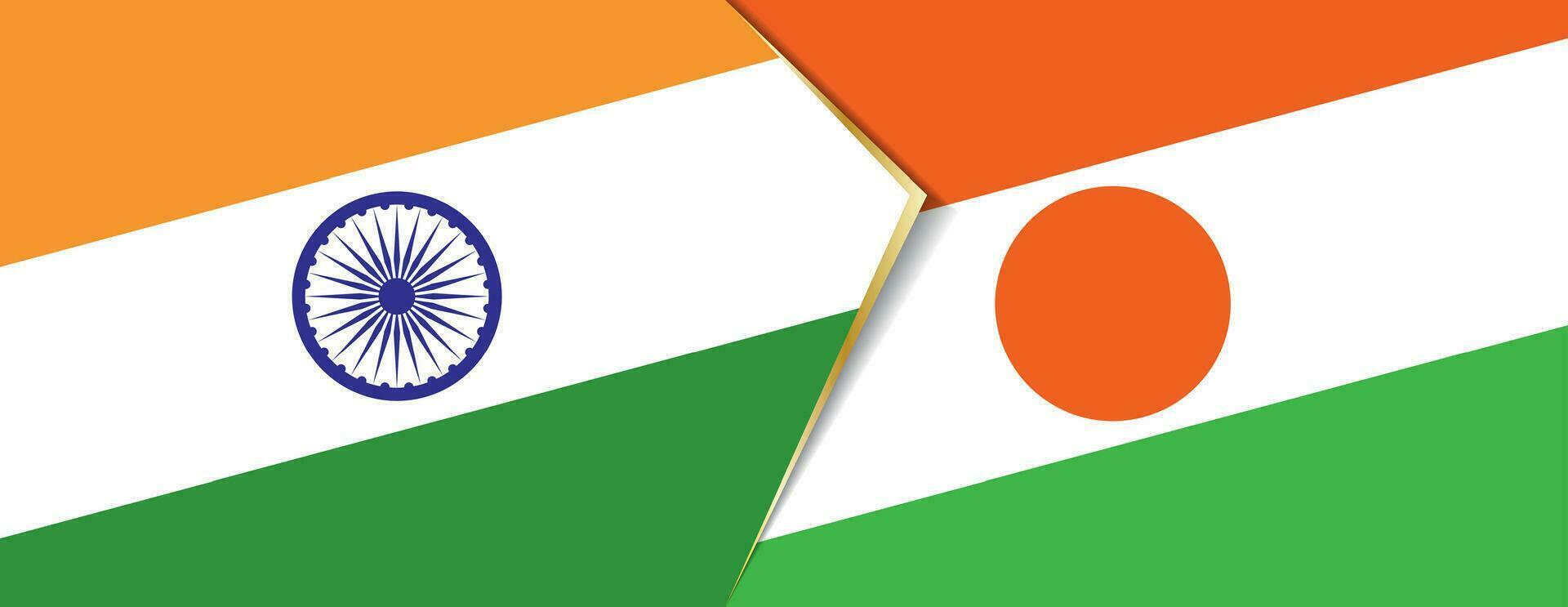 Índia e Níger bandeiras, dois vetor bandeiras.