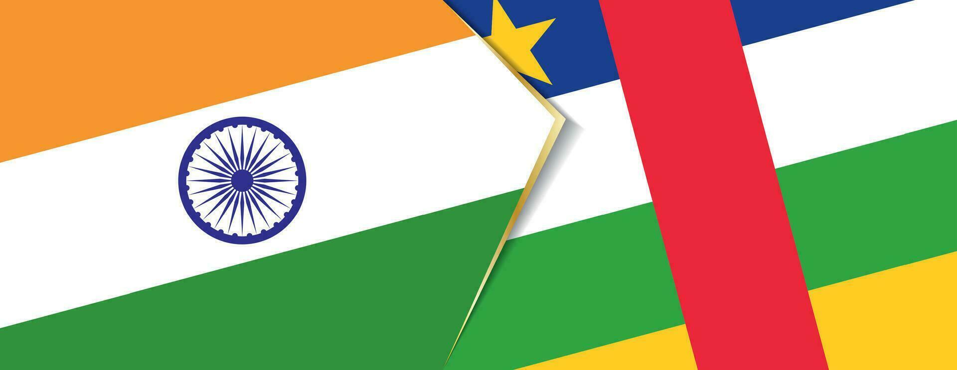 Índia e central africano república bandeiras, dois vetor bandeiras.