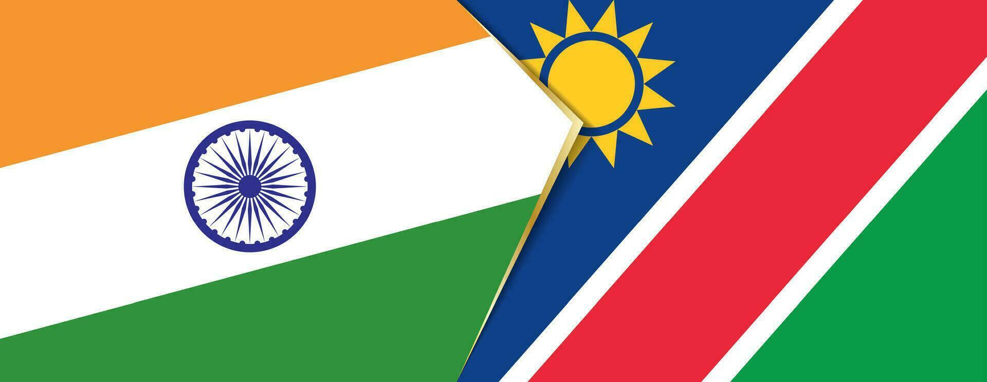 Índia e Namíbia bandeiras, dois vetor bandeiras.