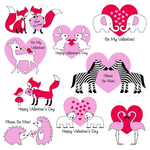 ilustrações de animal valentine vetor