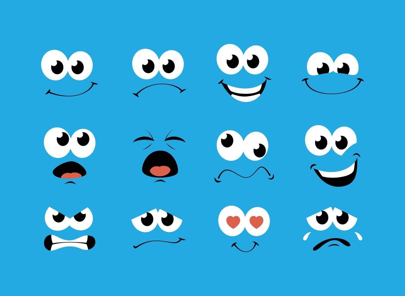 vector conjunto de expressão de rosto de desenho animado