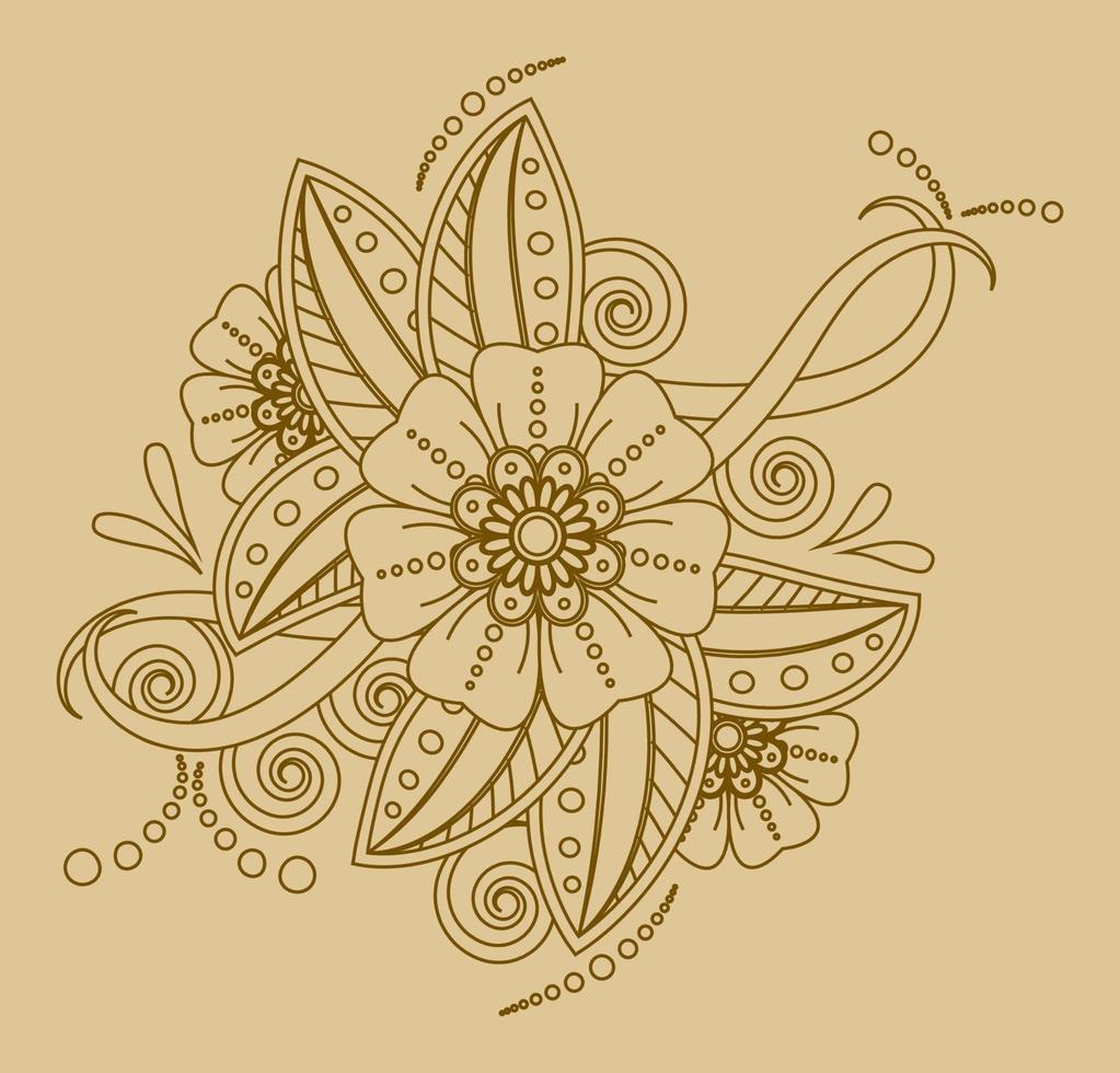 flor mehndi para henna, mehndi, tatuagem, decoração. vetor