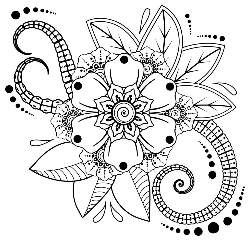 flor mehndi para henna, mehndi, tatuagem, decoração vetor