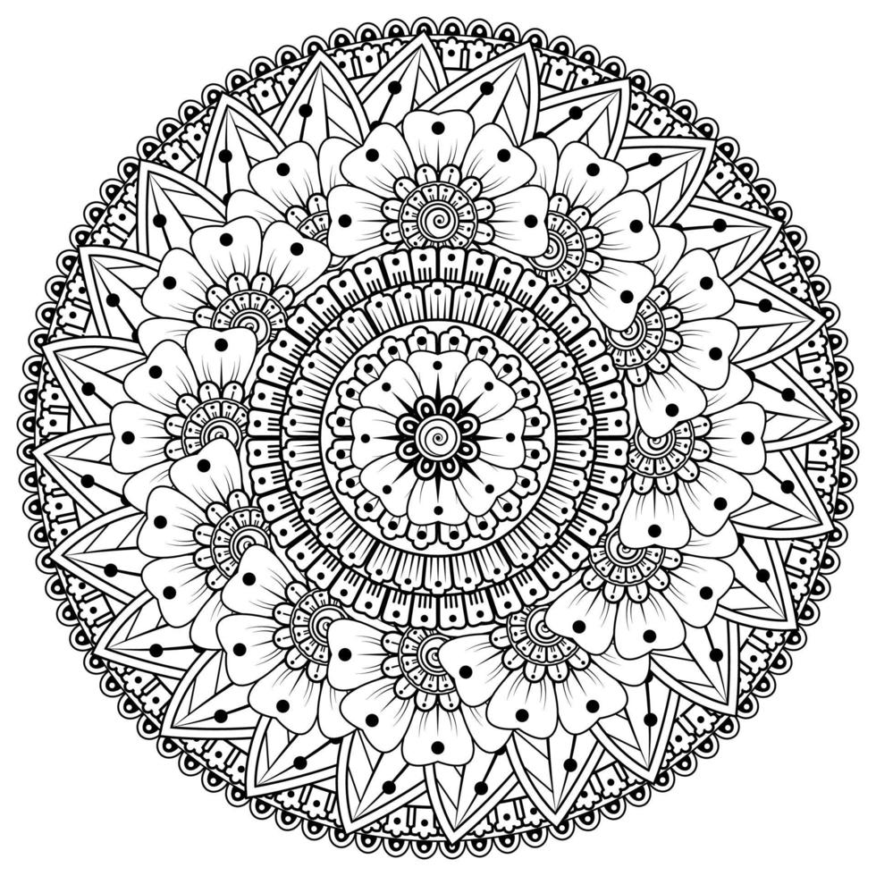 padrão circular em forma de mandala com flor para henna, mehndi vetor