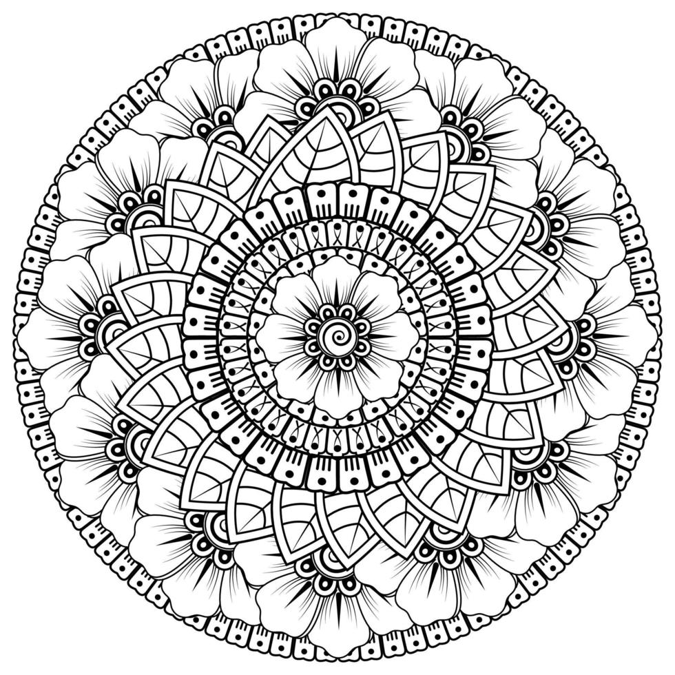 padrão circular em forma de mandala com flor para henna, mehndi vetor