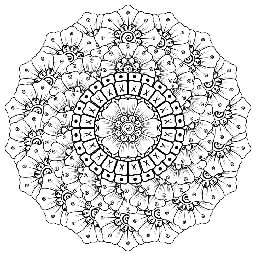padrão circular em forma de mandala com flor para henna, mehndi vetor