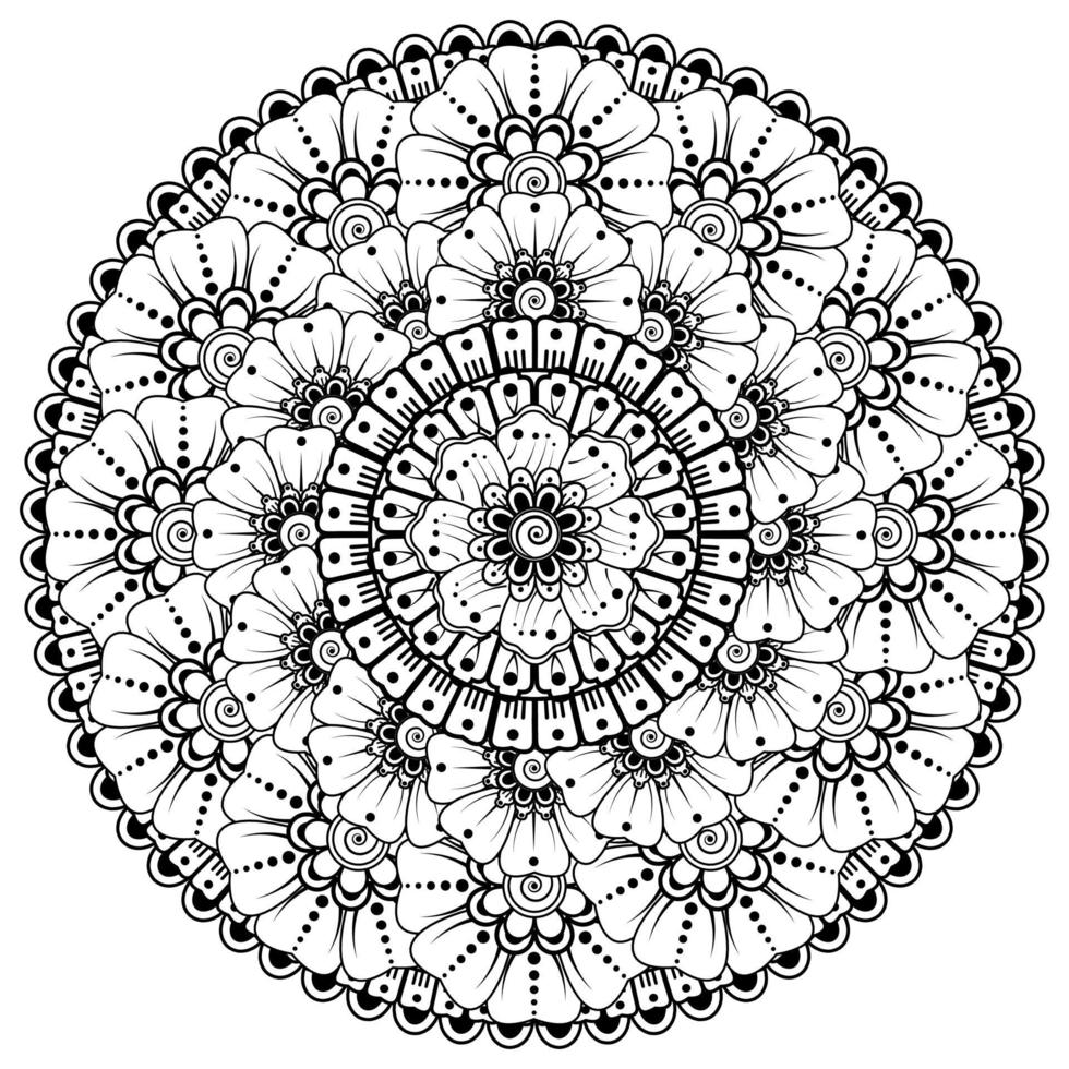 padrão circular em forma de mandala com flor para henna, mehndi vetor