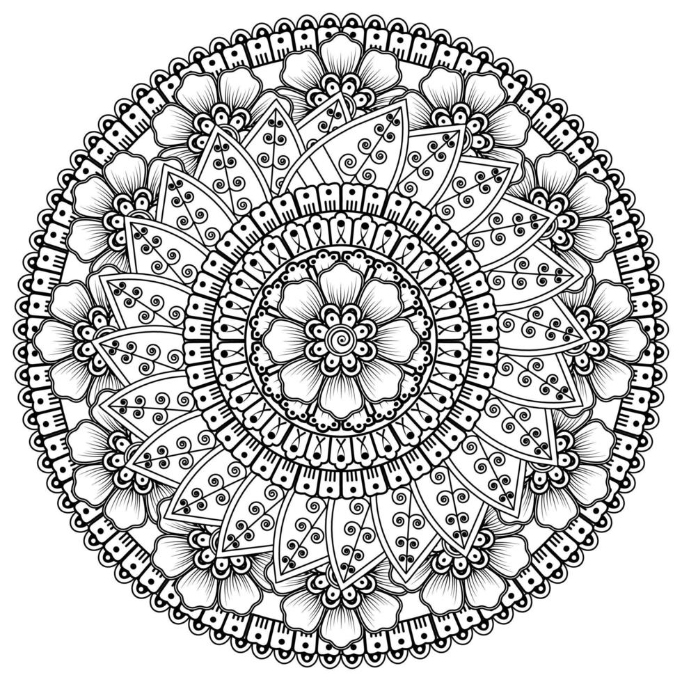 padrão circular em forma de mandala com flor para henna, mehndi vetor