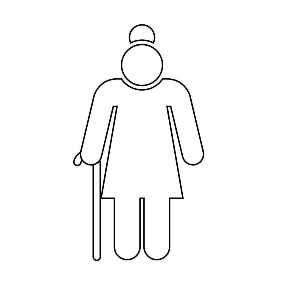 ícone de mulher idosa pessoas em movimento sinal de estilo de vida ativo vetor