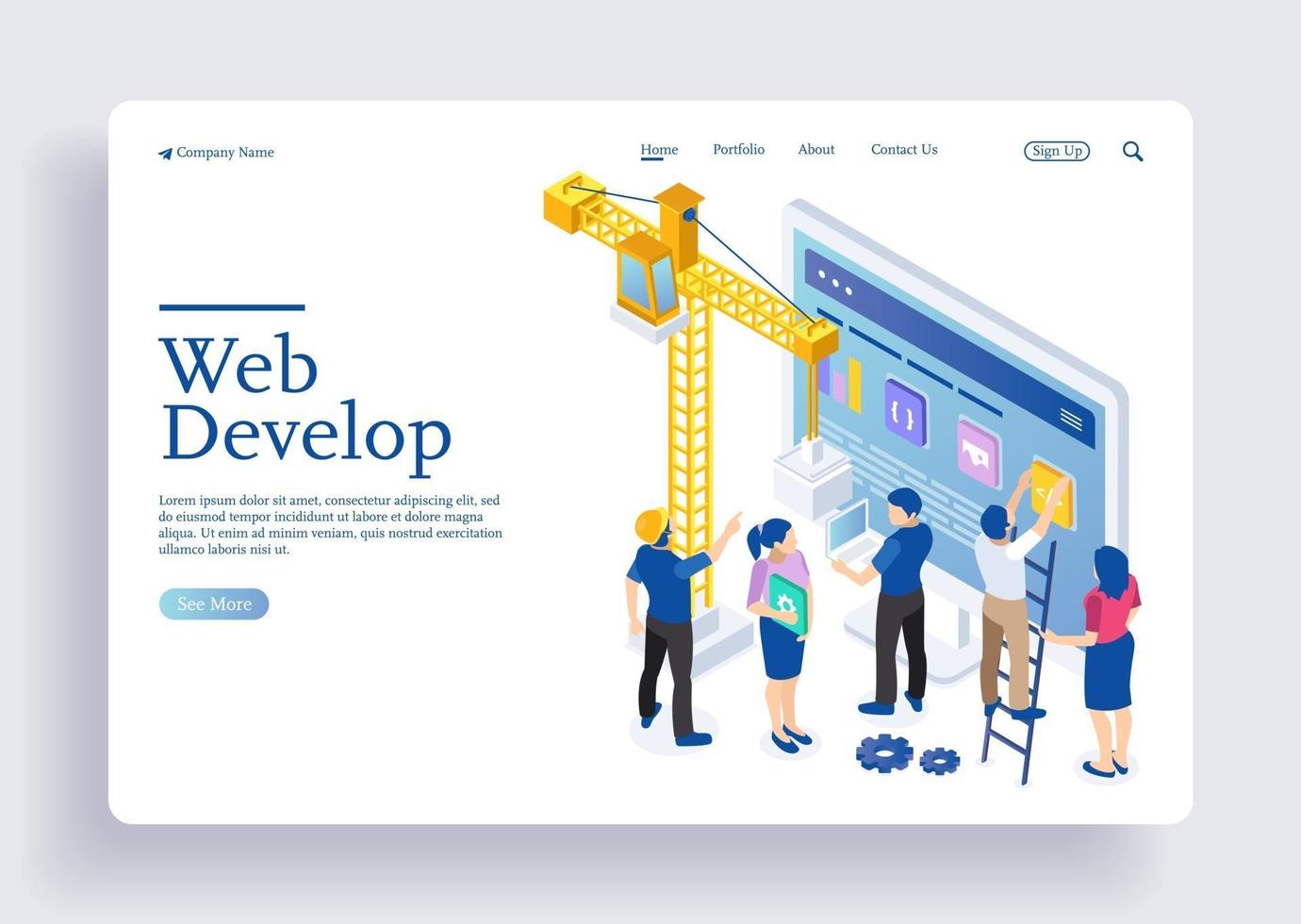 desenvolvimento de web design e conceito de inicialização vetor