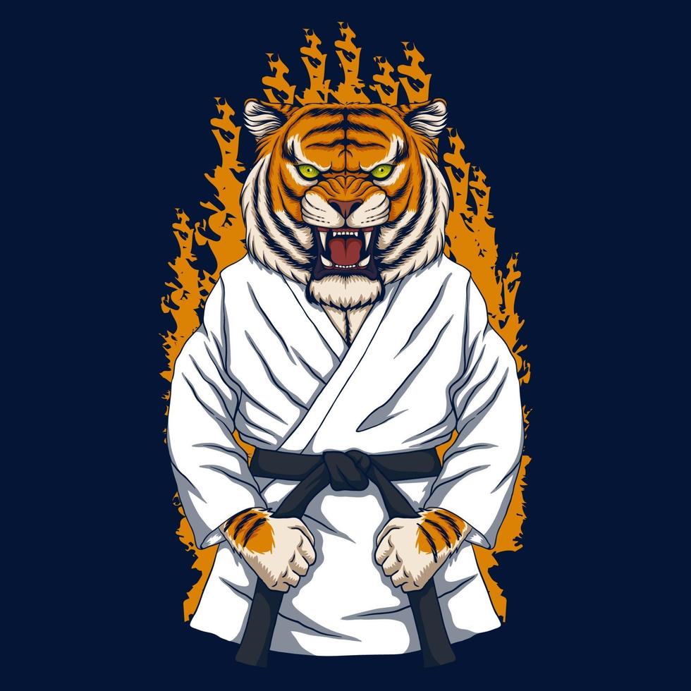 ilustração vetorial tigre caratê vetor