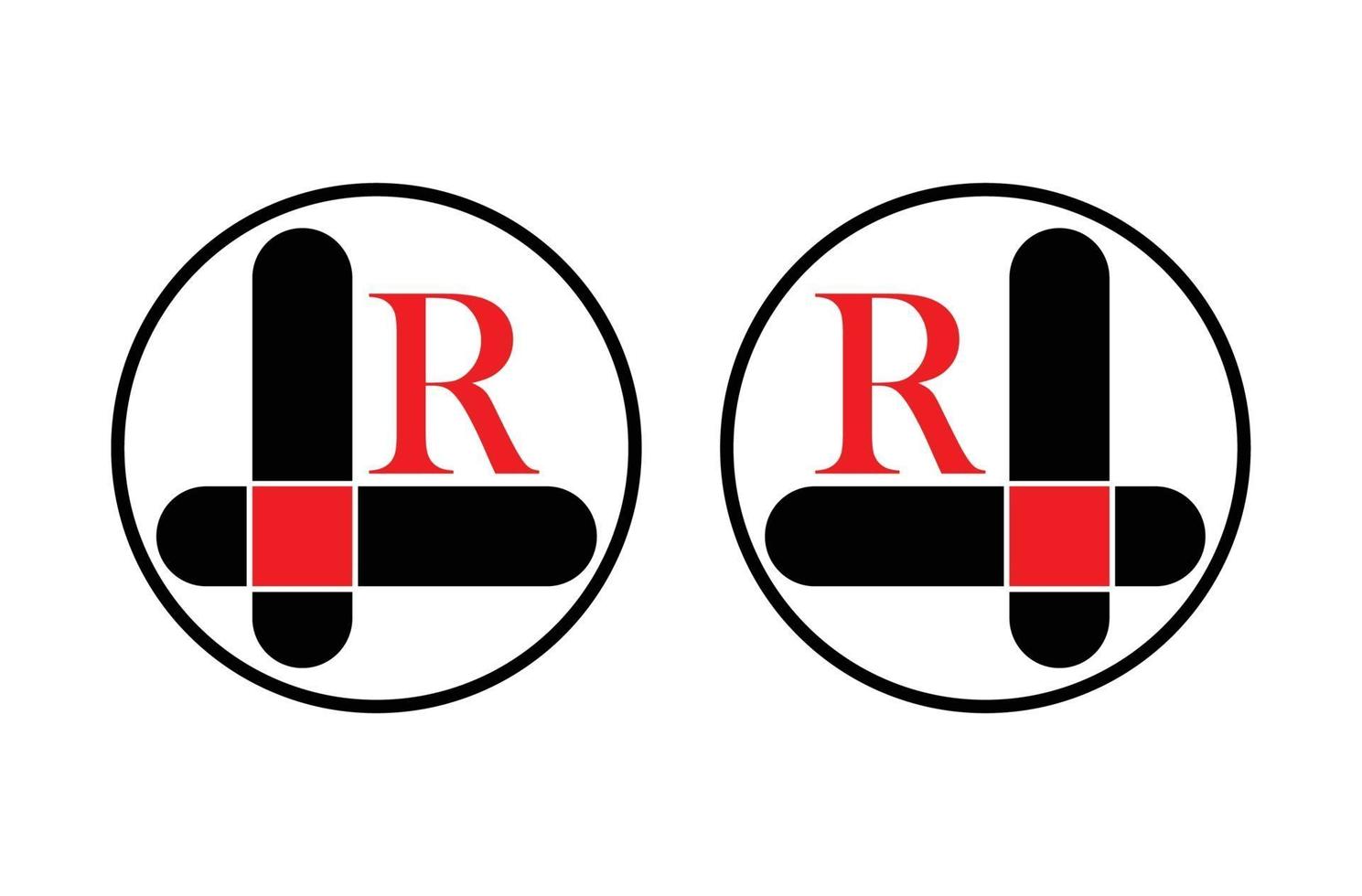 logotipo da letra r com linha preta e branca vetor