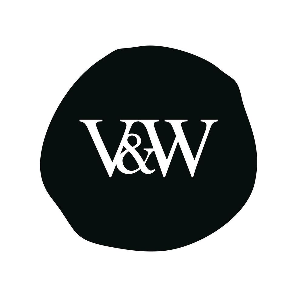 vw inicial logotipo carta escova monograma empresa vetor
