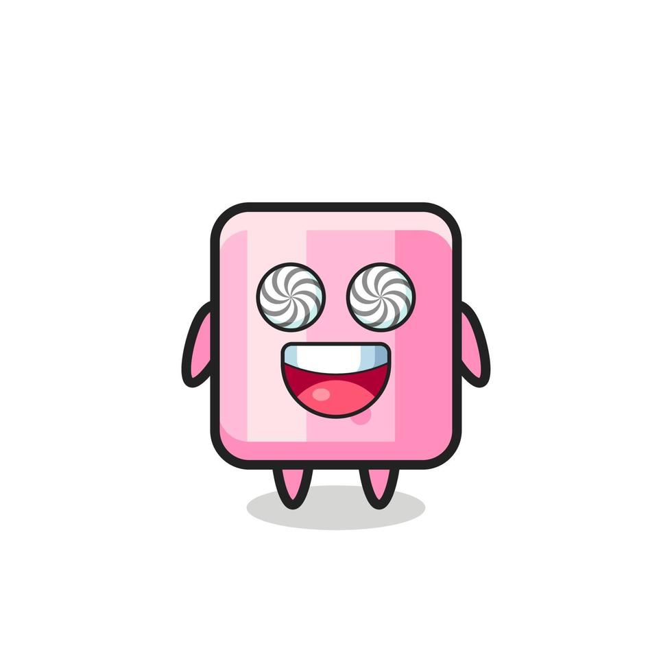 personagem de marshmallow fofo com olhos hipnotizados vetor