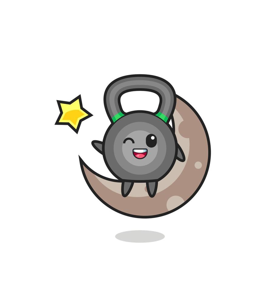 ilustração do desenho de kettleball sentado na meia lua vetor