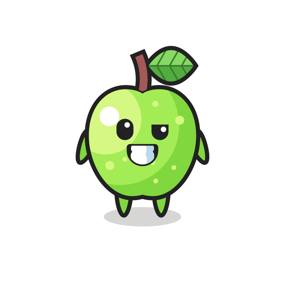 mascote de maçã verde fofa com um rosto otimista vetor