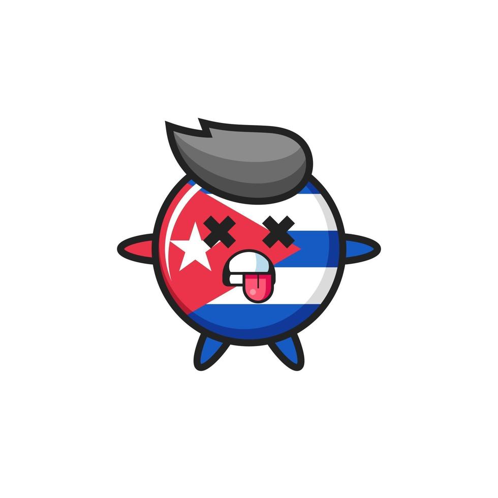 personagem do distintivo bonito da bandeira de cuba com pose de morto vetor
