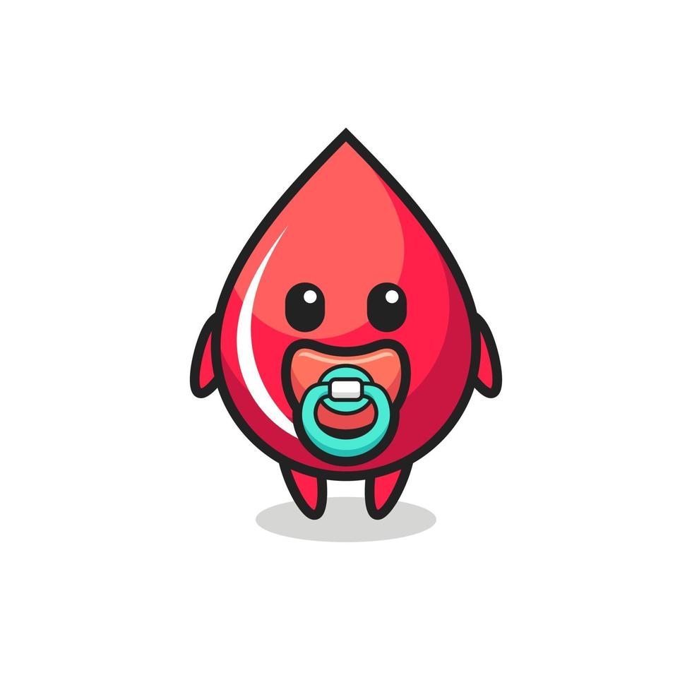 personagem de desenho animado de gota de sangue de bebê com chupeta vetor