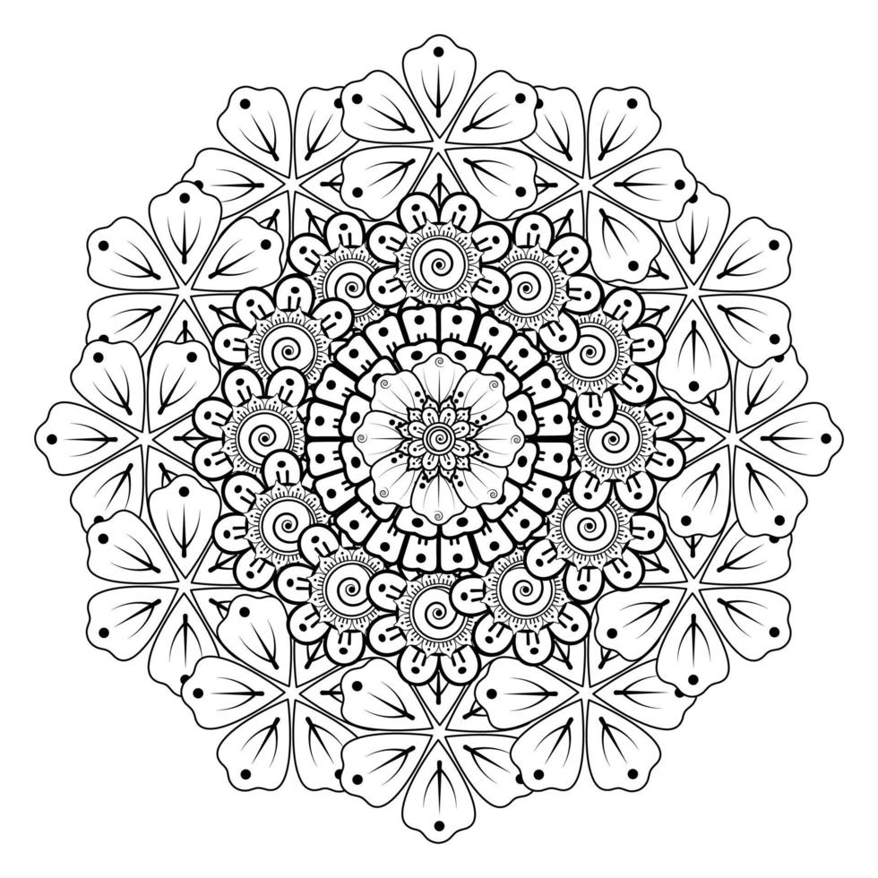 padrão circular em forma de mandala com flor mehndi vetor